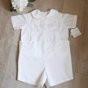 Strasburg Heirloom Collection Smocked White and Ivory Bobby Suit Size 2 RARE NWT